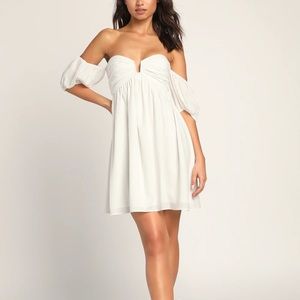 My dream date off the shoulder mini dress